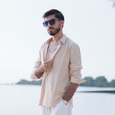 STM-01 Kemeja Pria Linen Look Premium Warna Nude / Beige – Kemeja Casual Lengan Panjang Relax Fit