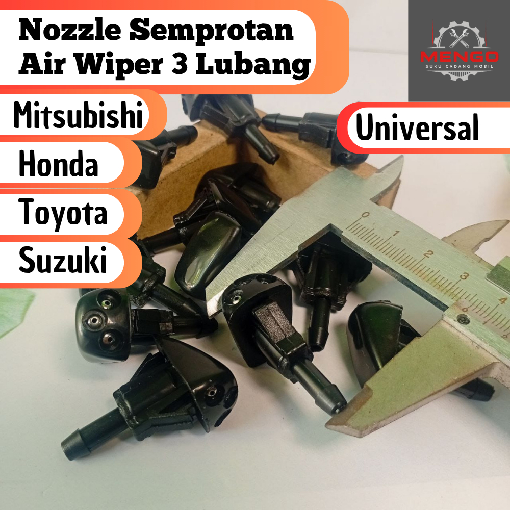 Nozzle Semprotan Air Wiper Kaca Depan Universal 3 Lubang Nosel Washer Mobil Toyota Honda Mitsubishi 