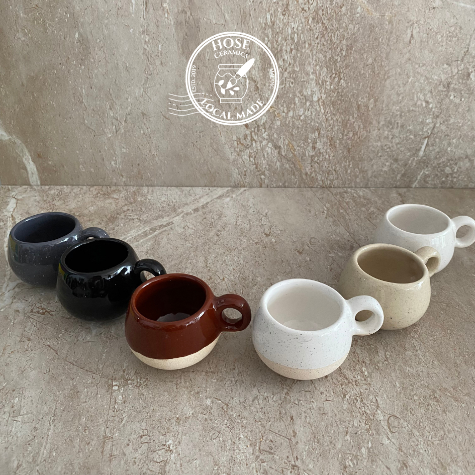 HOSÉ 100 ML CANGKIR BOLA MUNGIL SHOT GELAS KERAMIK | CANGKIR KOPI TEH | BISA CUSTOM WARNA & SABLON