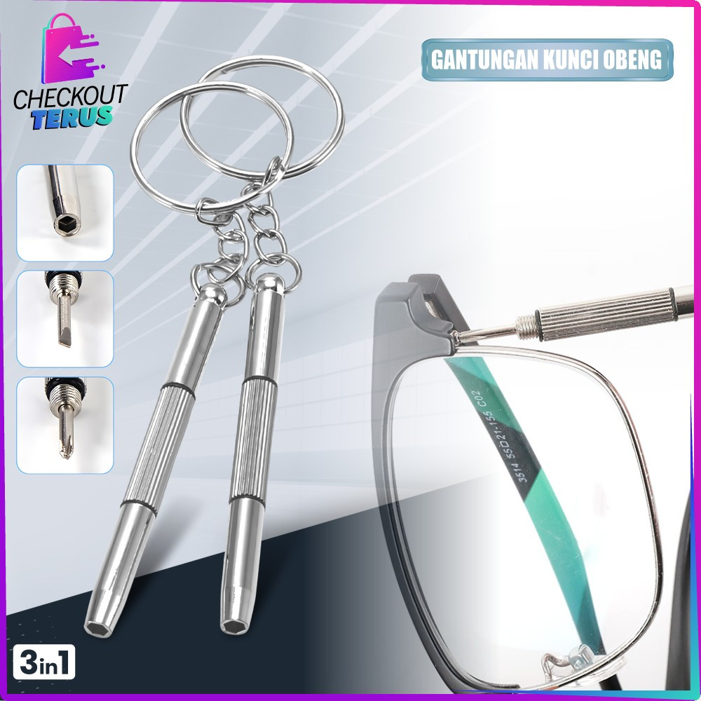 EC CT C905 Gantungan Kunci Obeng 3IN1 Obeng Mini Multifungsi Keychain Screwdriver Obeng Plusminus Re