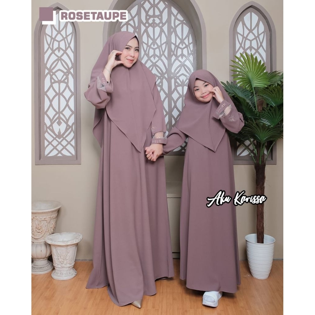 GAMIS SET COUPLE NAURISSA ORI AKU KARISSA DRESS MUSLIMAH SARIMBIT DEWASA DAN ANAK TANGGUNG