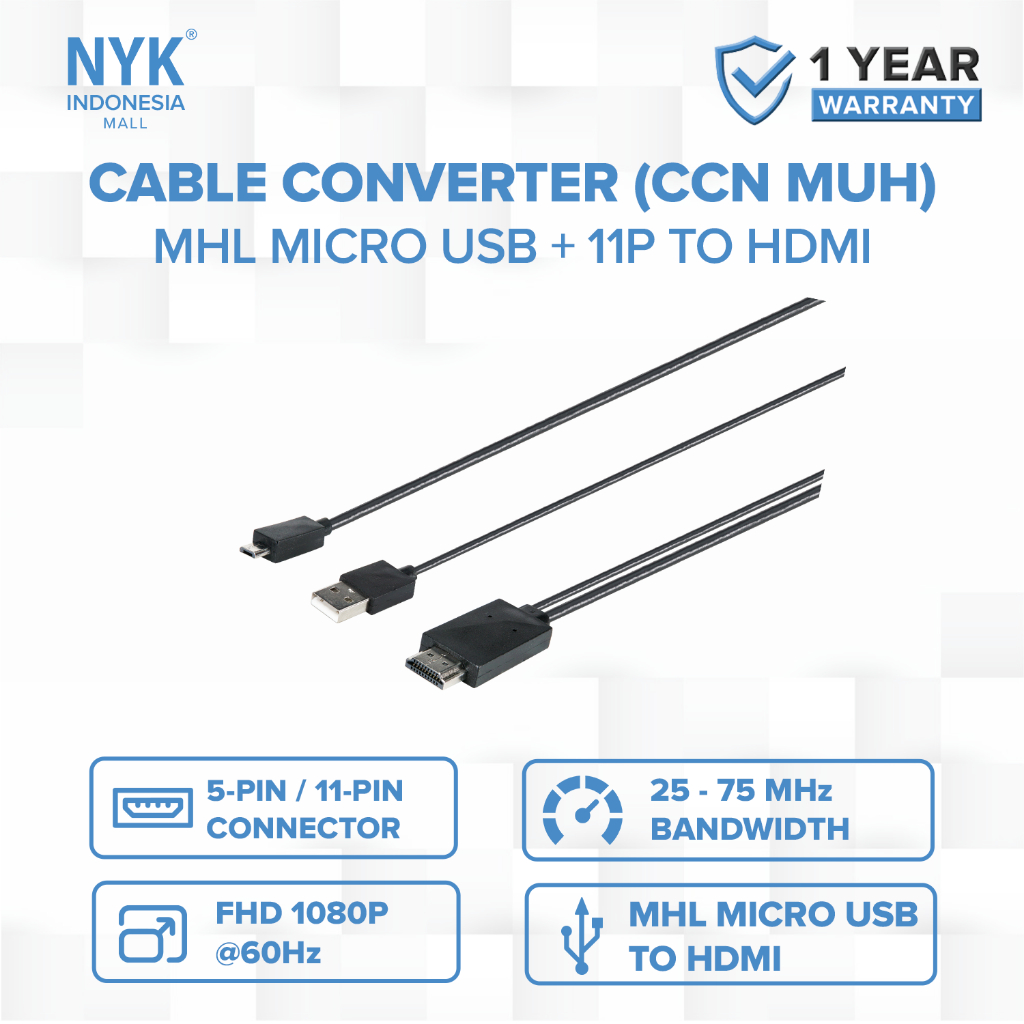 NYK Cable MHL Converter Micro USB 11P To HDMI