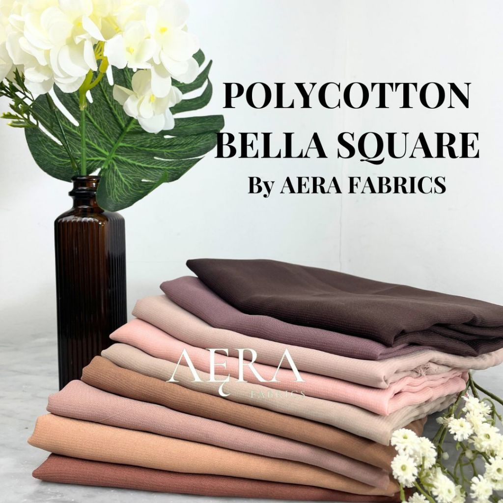 0.5 meter Bahan Kain Hijab Polycotton Bella Square Premium Lebar 1,15m