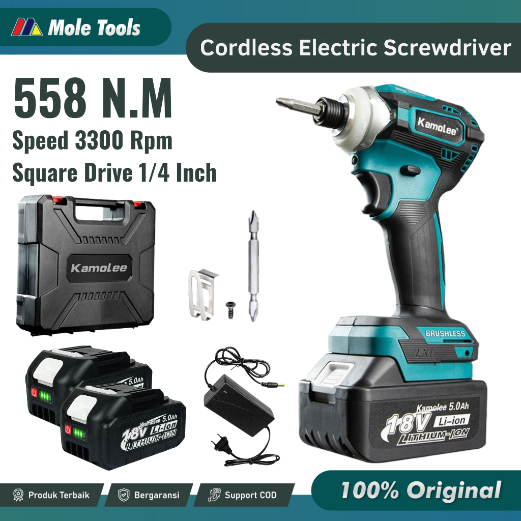 Cordless Screwdriver | Bor Obeng Baterai Elektrik Portable Kamolee | Bor Obeng Brushless Tanpa Kabel