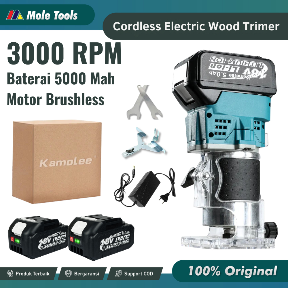 Wood Trimmer Mesin Router Profil Kayu  Baterai Kamolee | Router Wood Trimmer Cordles | Mesin Profil 