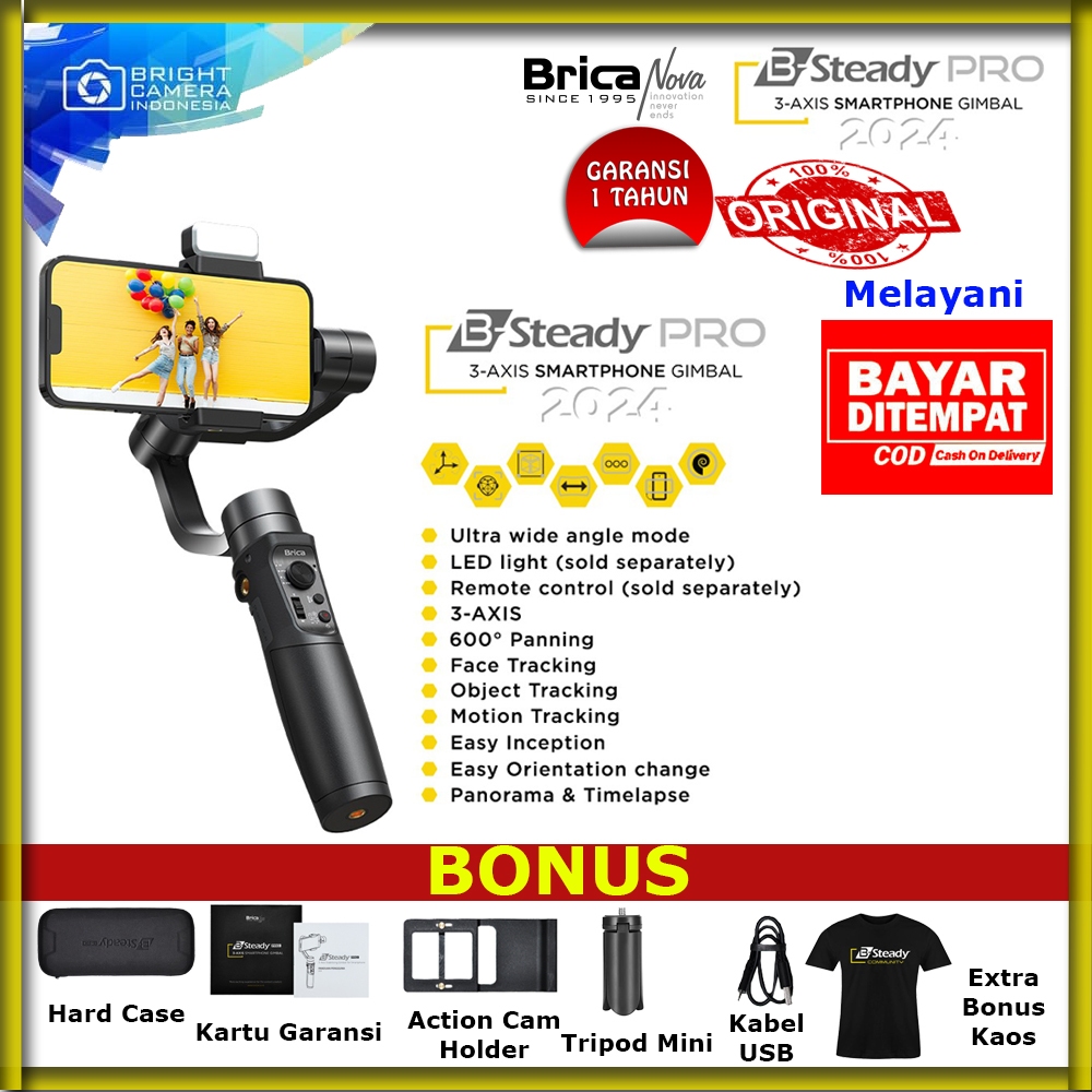 Brica B-Steady Pro - 3 Axis Gimbal Stabillizer HP - Gimbal Stabillizer Smartphone - Free Kaos