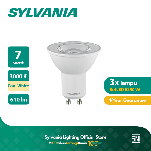 (PAKET ISI 3) SYLVANIA Lampu Led Mr16 ES50 7 Watt GU10