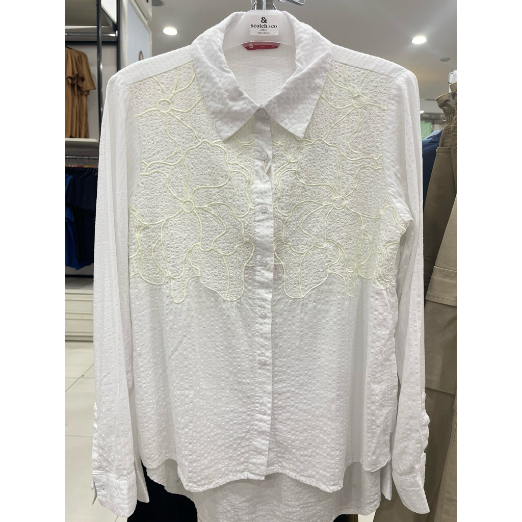 Scotch & Co – Kemeja Putih Bordir Bunga Wanita | Size S–XL
