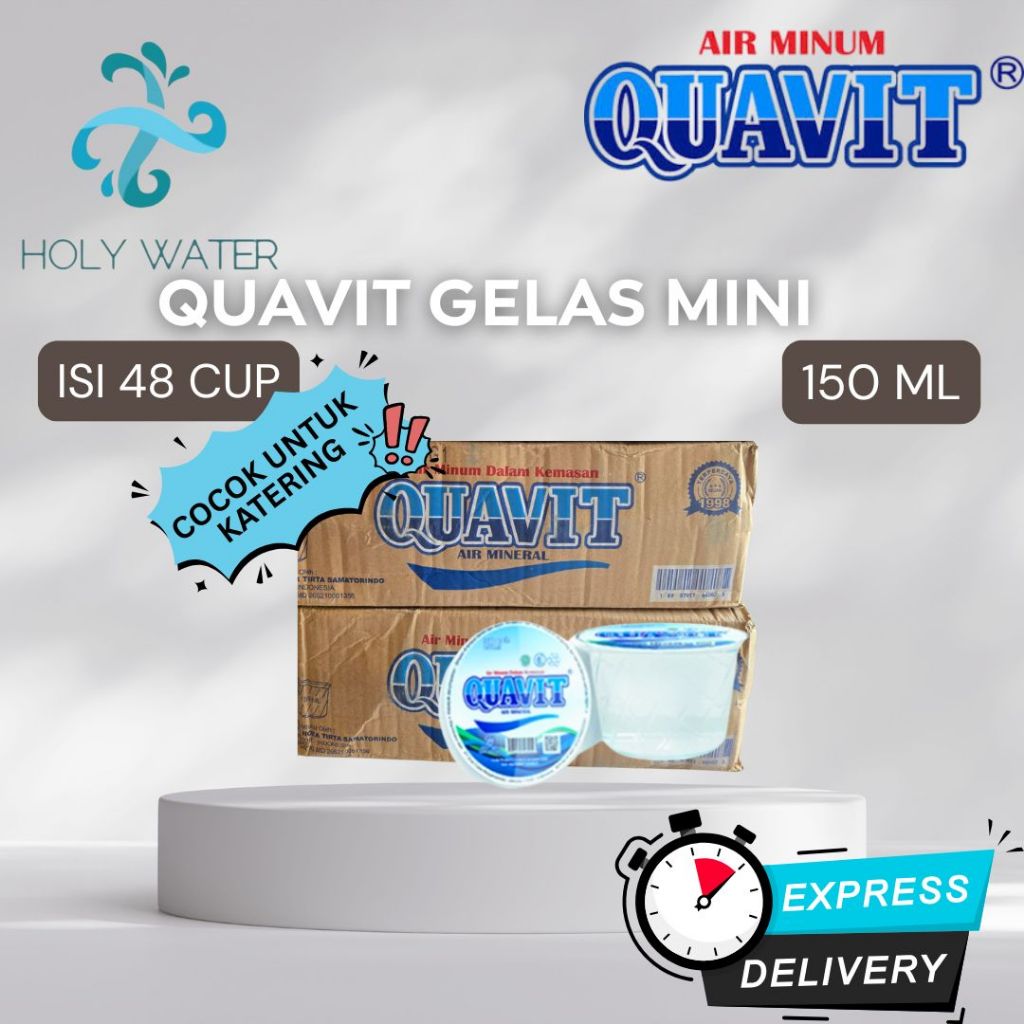 (INSTANT / SAMEDAY) QUAVIT GELAS MINI 150 ml DUS Isi 48 CUP Per Karton - READY LEMINERAL AQUA VIT AQ
