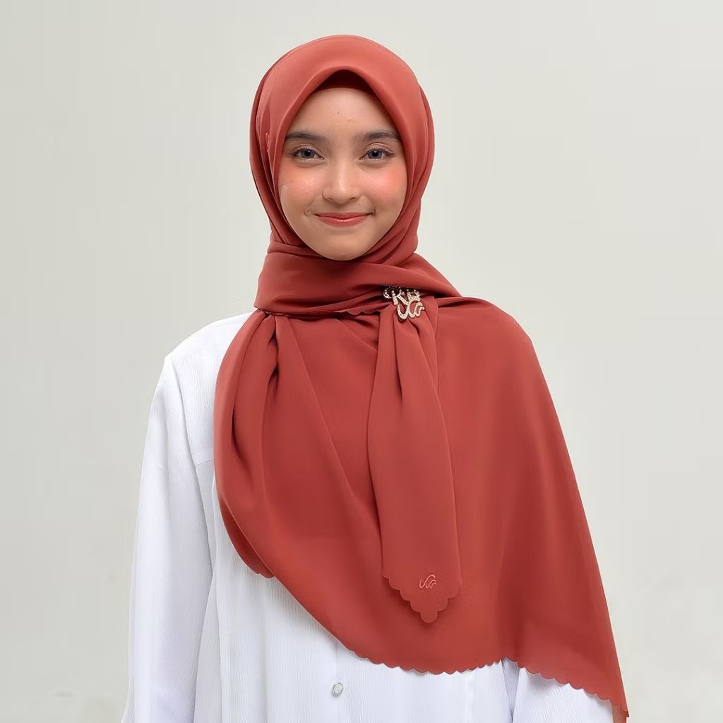 PRELOVED Jilbab Rabbani segiempat ukuran 140x140cm warna orange bata