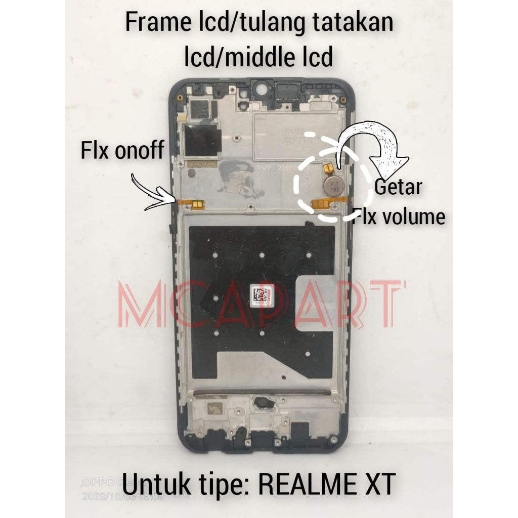 FRAME LCD/TULANG TATAKAN LCD/MIDDLE LCD REALME XT(SUDAH ADA FLEXIBLE ONOFF + VOLUME +GETAR) ORI