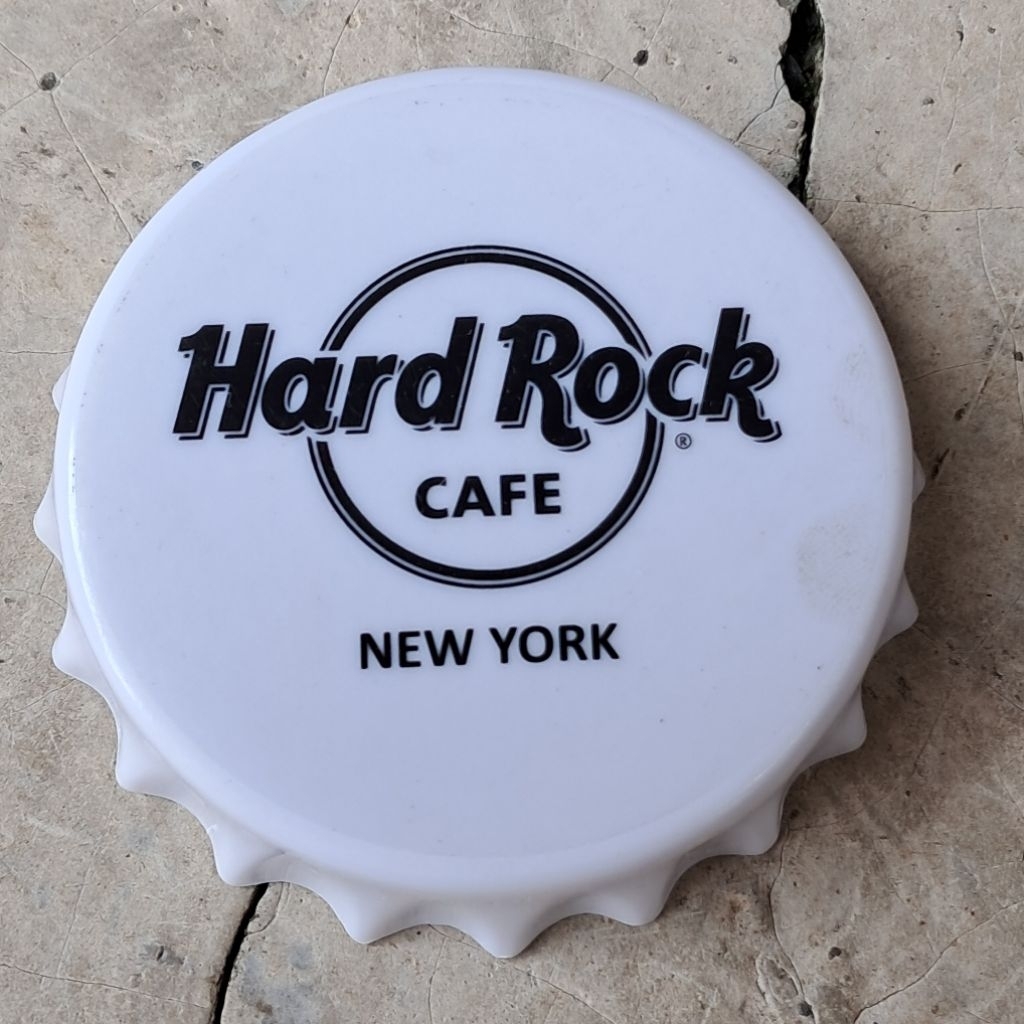 Tempelan kulkas magnet kulkas bentuk tutup botol fungsi pembuka botol Logo Hard Rock Cafe New York A