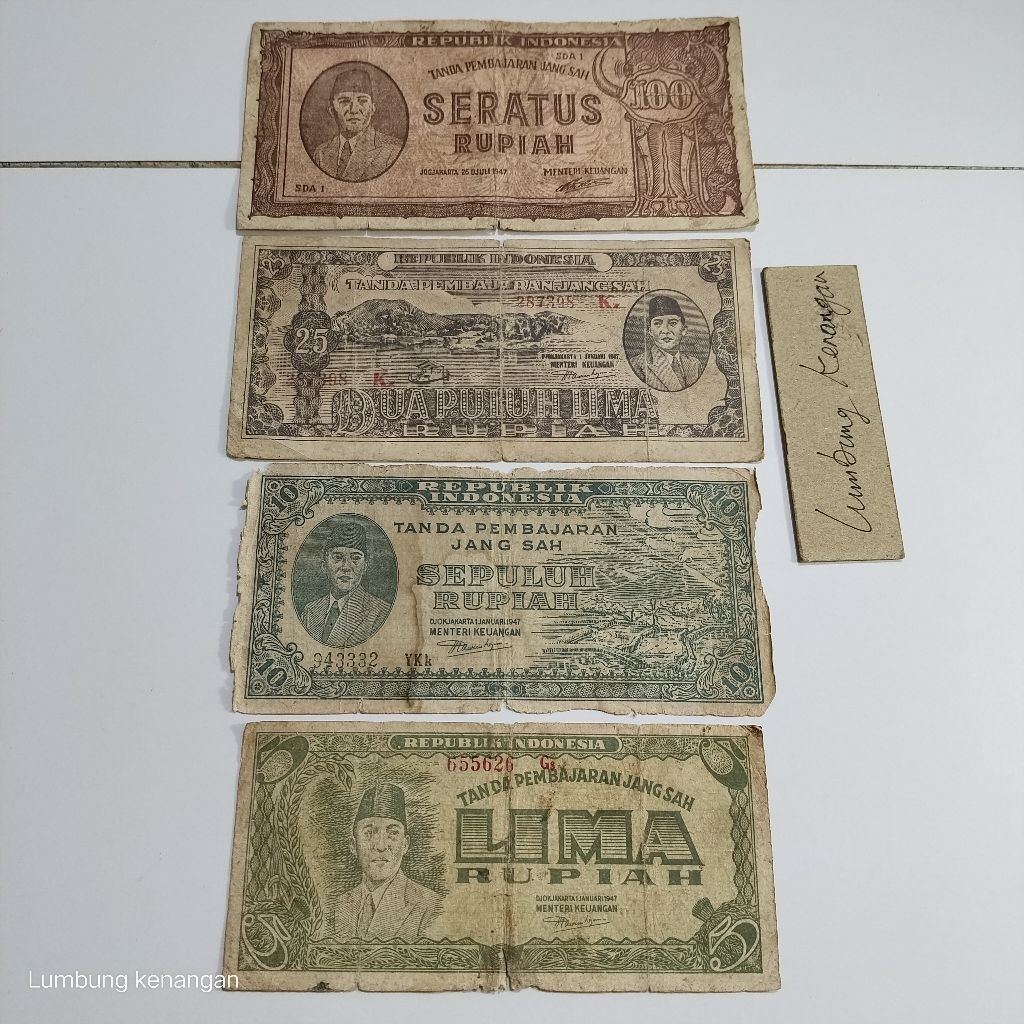 uang kuno set sukarno 4 lembar tahun 1947
