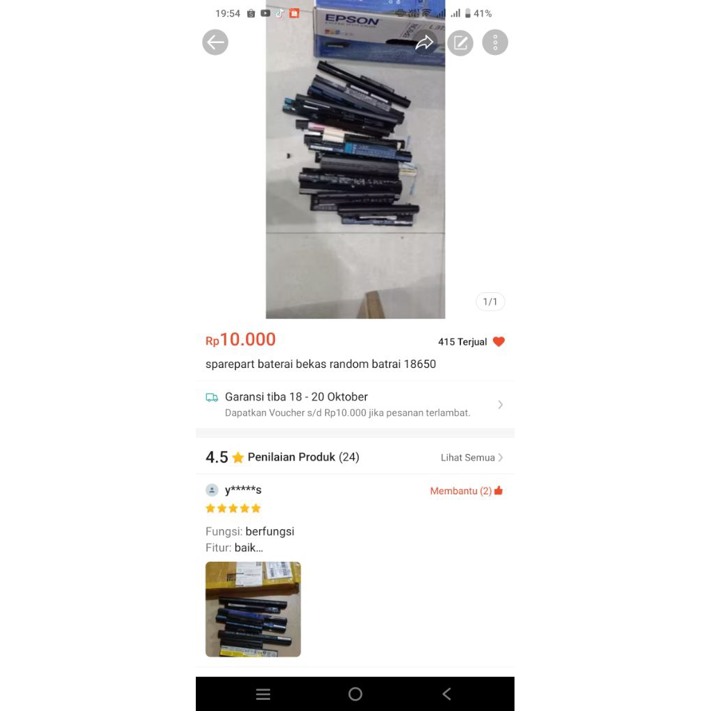 sparepart bat bekas 18650