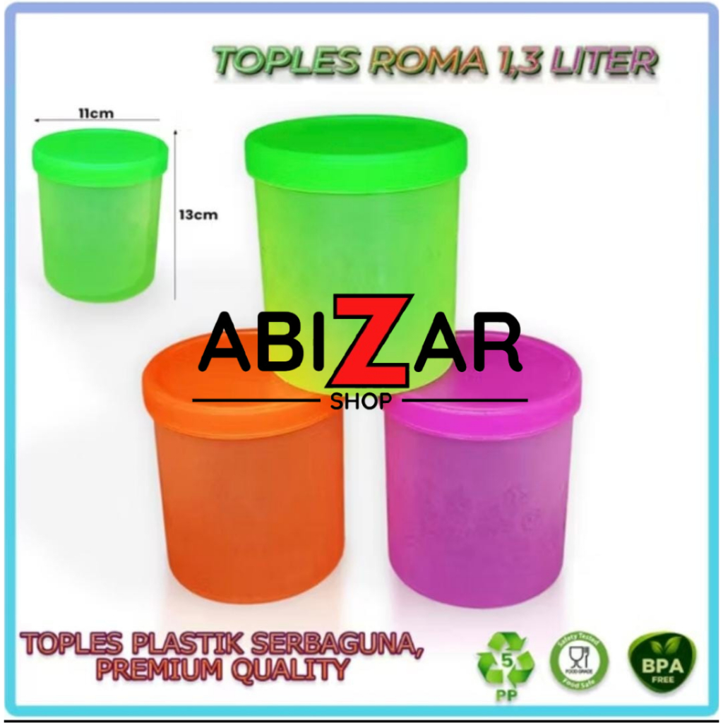 6 pcs Toples Plastik Toples Roma Toples Kue Kering Warna Kualitas Premium Harga Grosir 1300ml