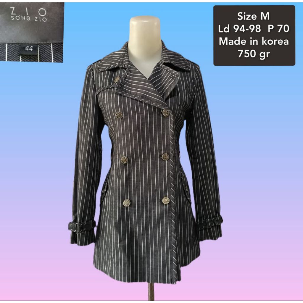 rumah mode zio song zio blazer hitam salur wanita size M