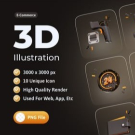 Paket Ikon E-Commerce, Ilustrasi 3D | Lisensi komersial seumur hidup