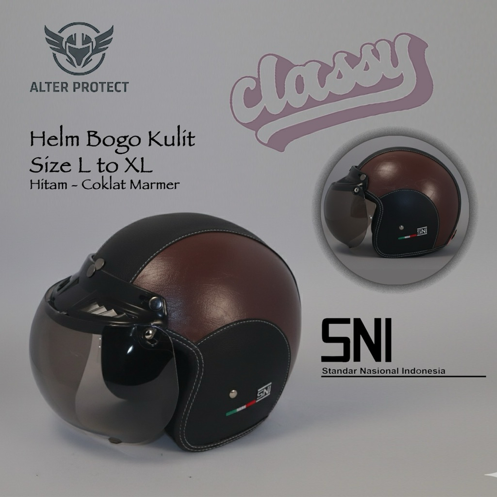 Helmet Bogo dewasa kulit premium / helm anak muda