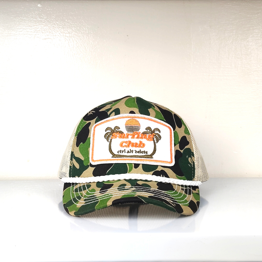 CAD Trucker Hat Logo Surfing Club - Topi Jaring Pria Wanita Full Bordir Kekinian Adjustable