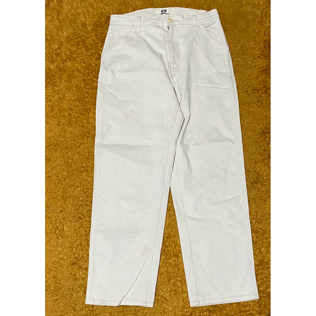 White Uniqlo Carpenter Pants Golden Size