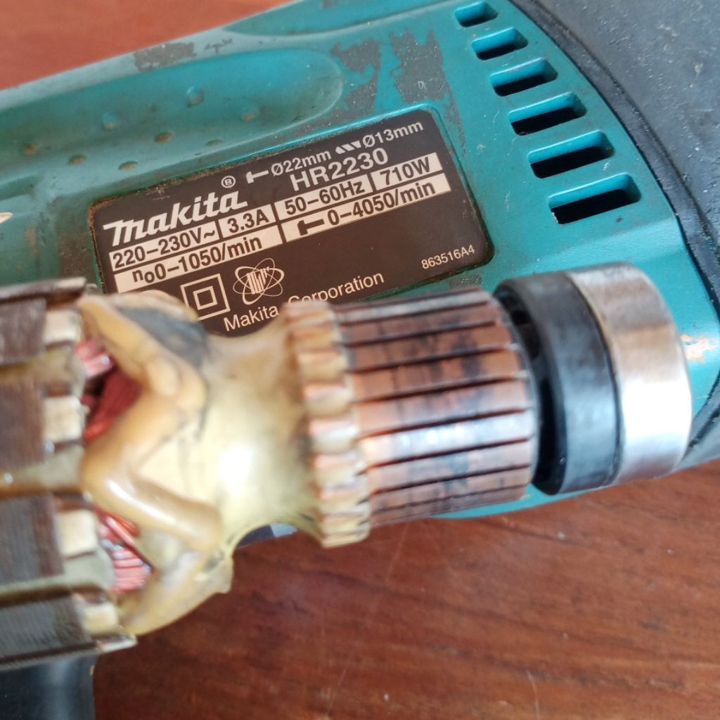 [Part Ori Bekas] ARMATURE dan SPULL MAKITA HR2230 # angker dinamo original copotan mesin bor second 