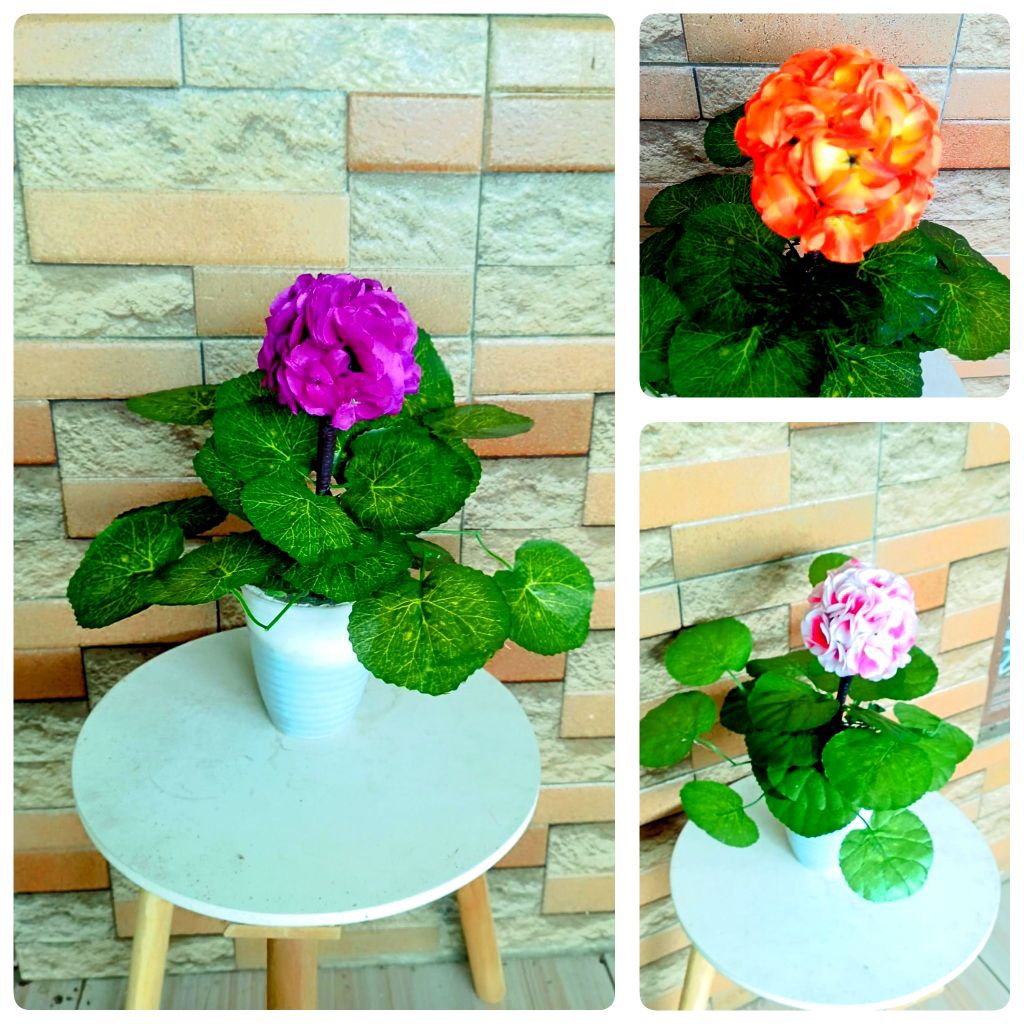 Geranium bunga hias artificial imitasi palsu plastik