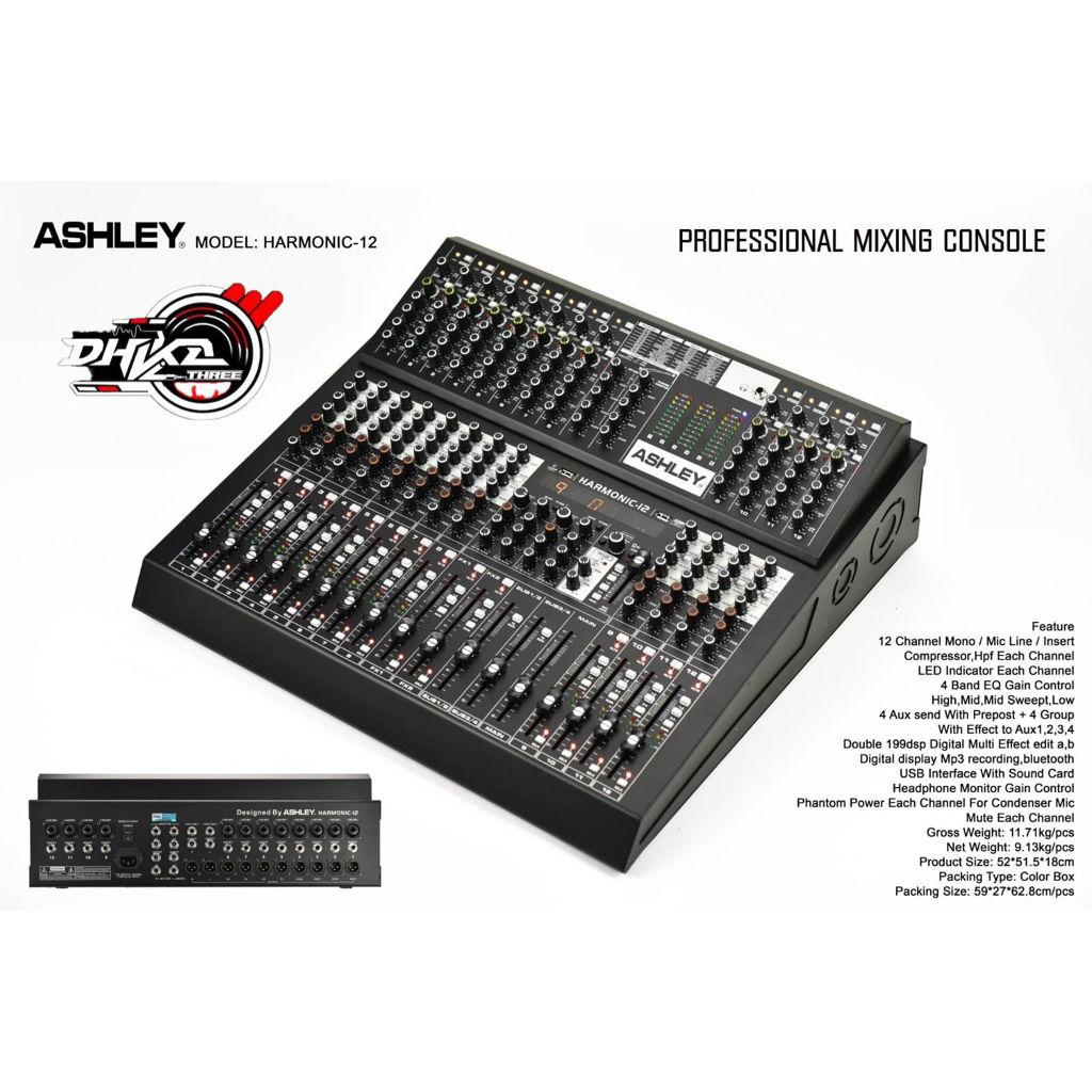 MIXER ASHLEY HARMONIC 12 CHANNEL COMPRESS BARU /  MIXER ASHLEY 12 CHANNEL HARMONIC COMPRESS / Mixer 