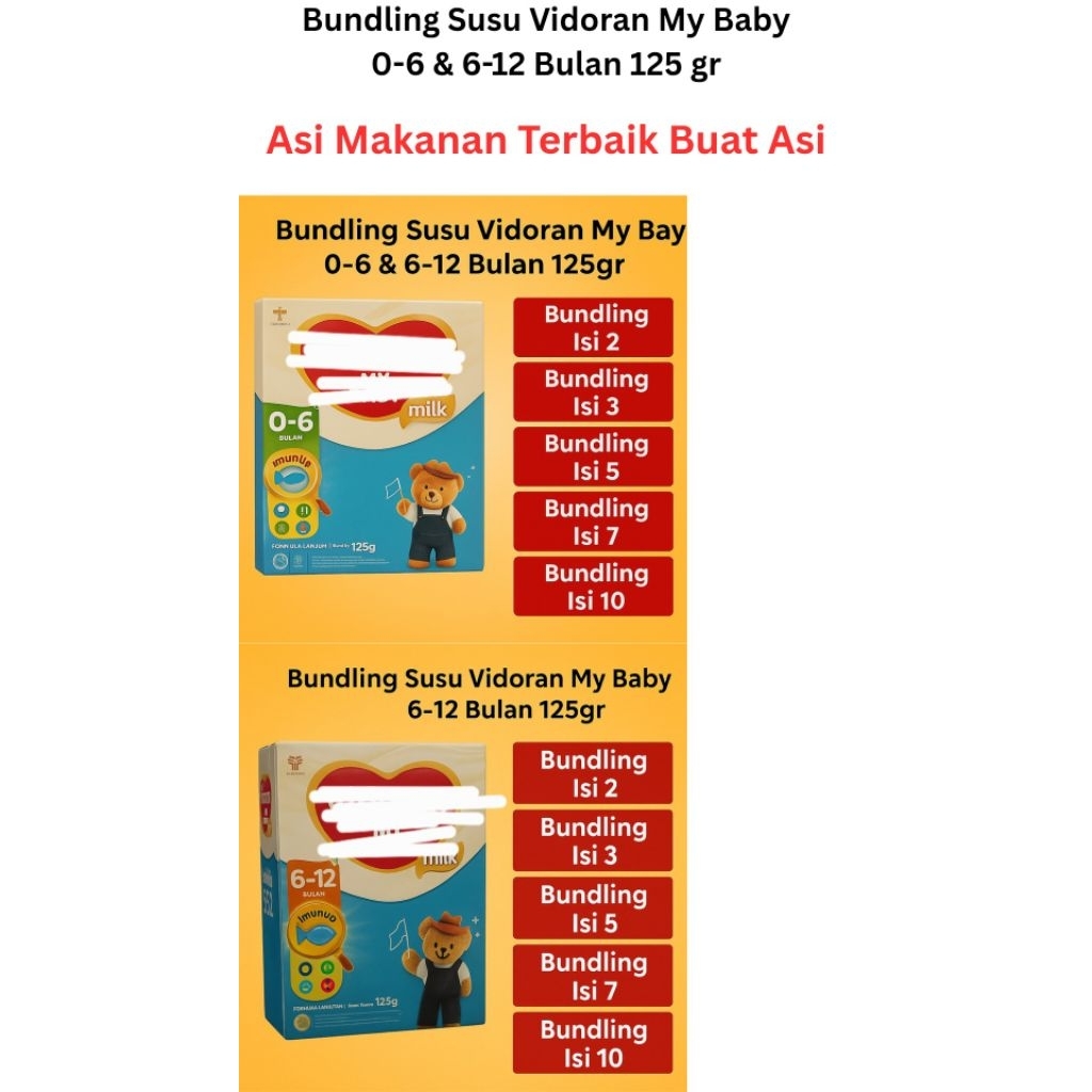 Vidoran 0–6 & 6–12 Bulan 125gr Bundling 2 3 5 7 10 | ASI Makanan Terbaik Bayi | Susu Bayi Original M