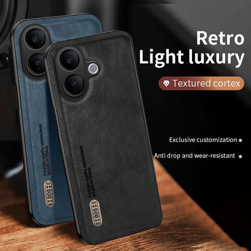 Casing Tekstur Kulit Matte Retro untuk Vivo V60Lite V60 V50Lite V50 Y29 Y19S V40lite V40 lite V30E V
