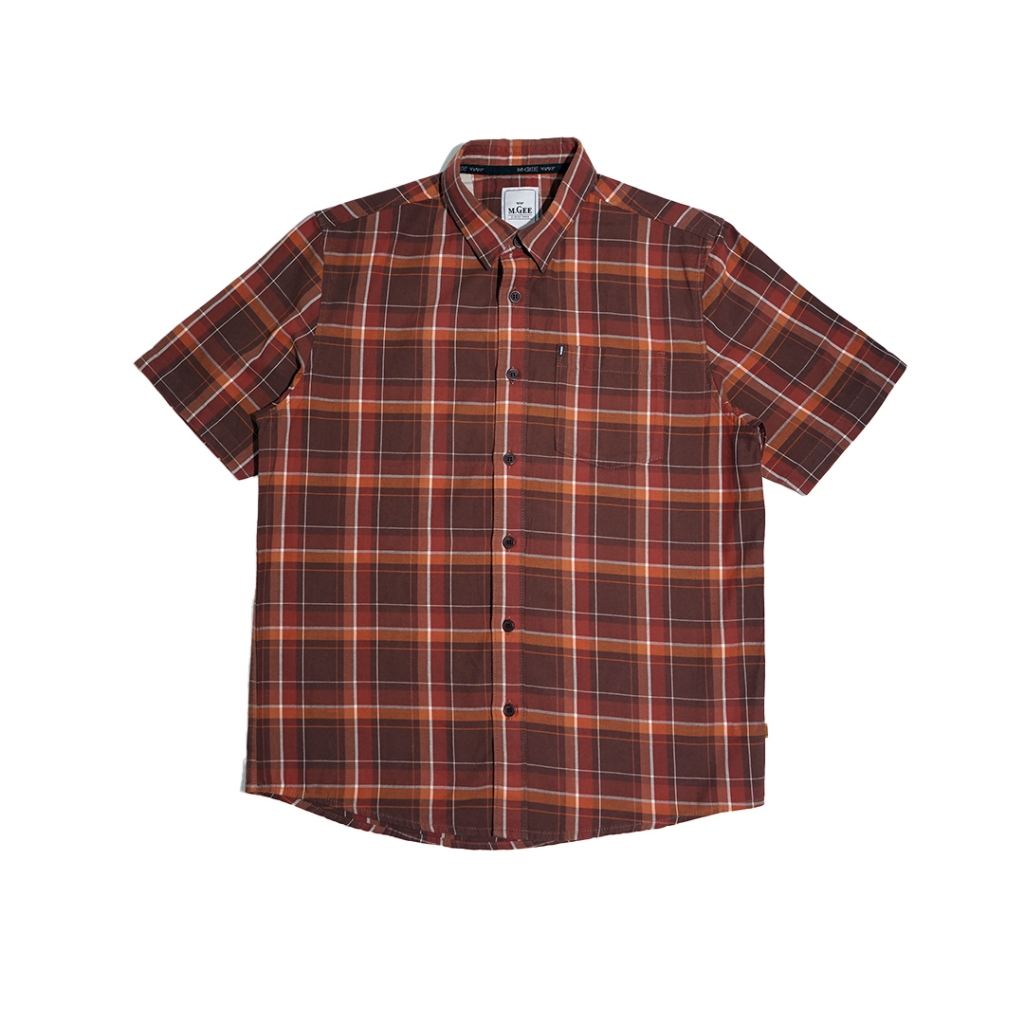 M.Gee Kemeja Casual Lengan Pendek Pria Mgee Original ALTO C136 Brown