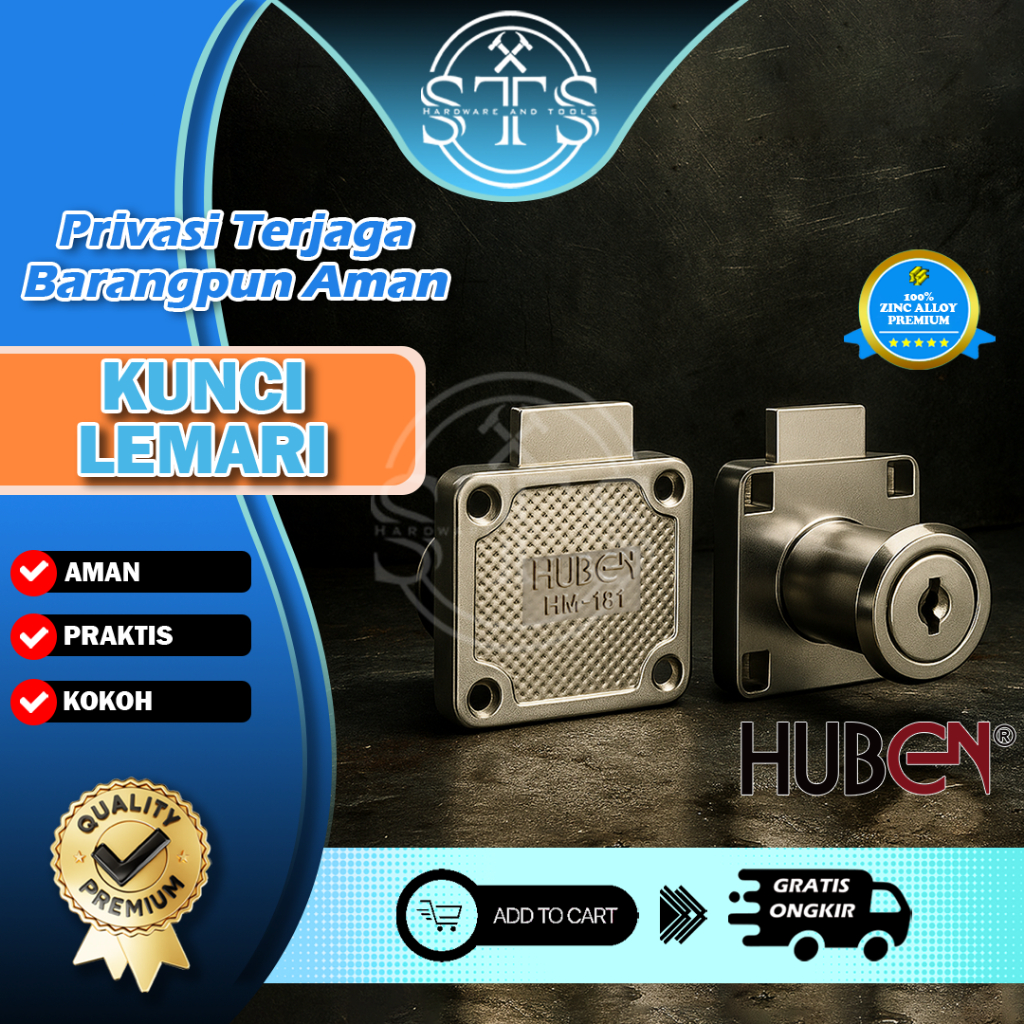 STSHARDWARE KUNCI LACI [[ HUBEN]] / KUNCI LEMARI / KUNCI LACI HUBEN HM181- M2 / KUNCI HUBEN