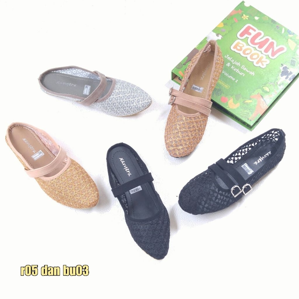 Borneo  R05 BU03 Sandal Slip On brokat Wanita  Sendal Teplek Brukat Pesta Selop Pengantin Brokat Kek