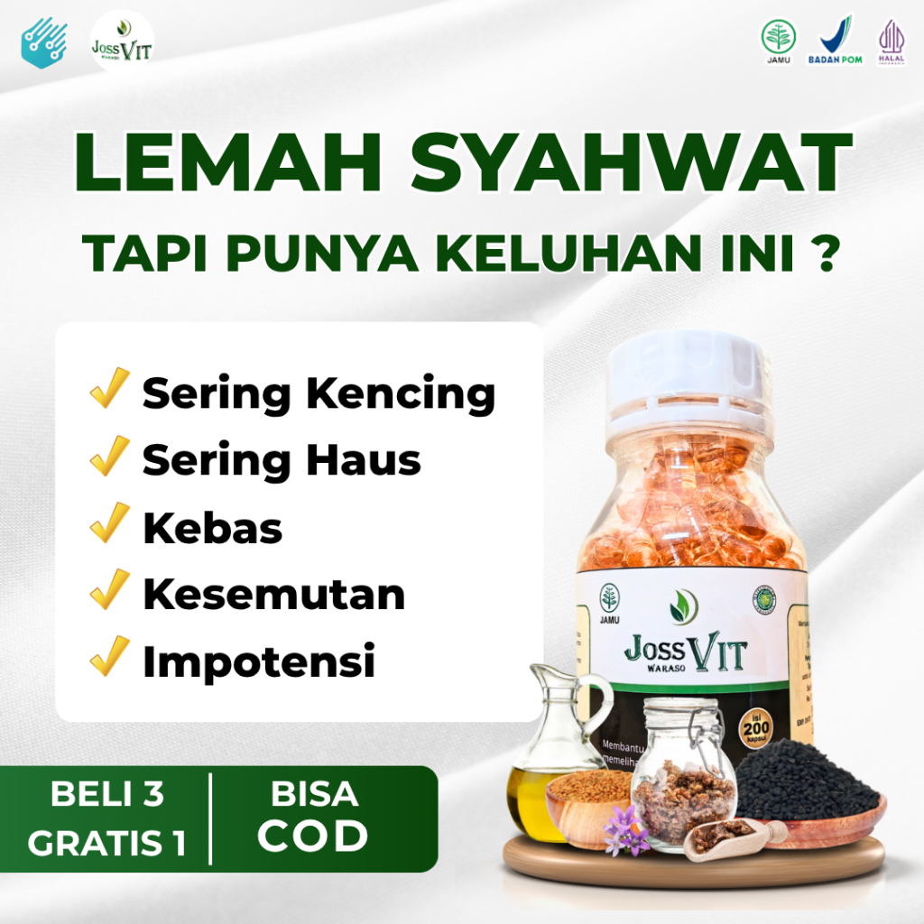 Joss Vit 100 & 200 Kapsul - Atasi Impoten Lemah Syahwat Karena Diabetes - Bisa COD