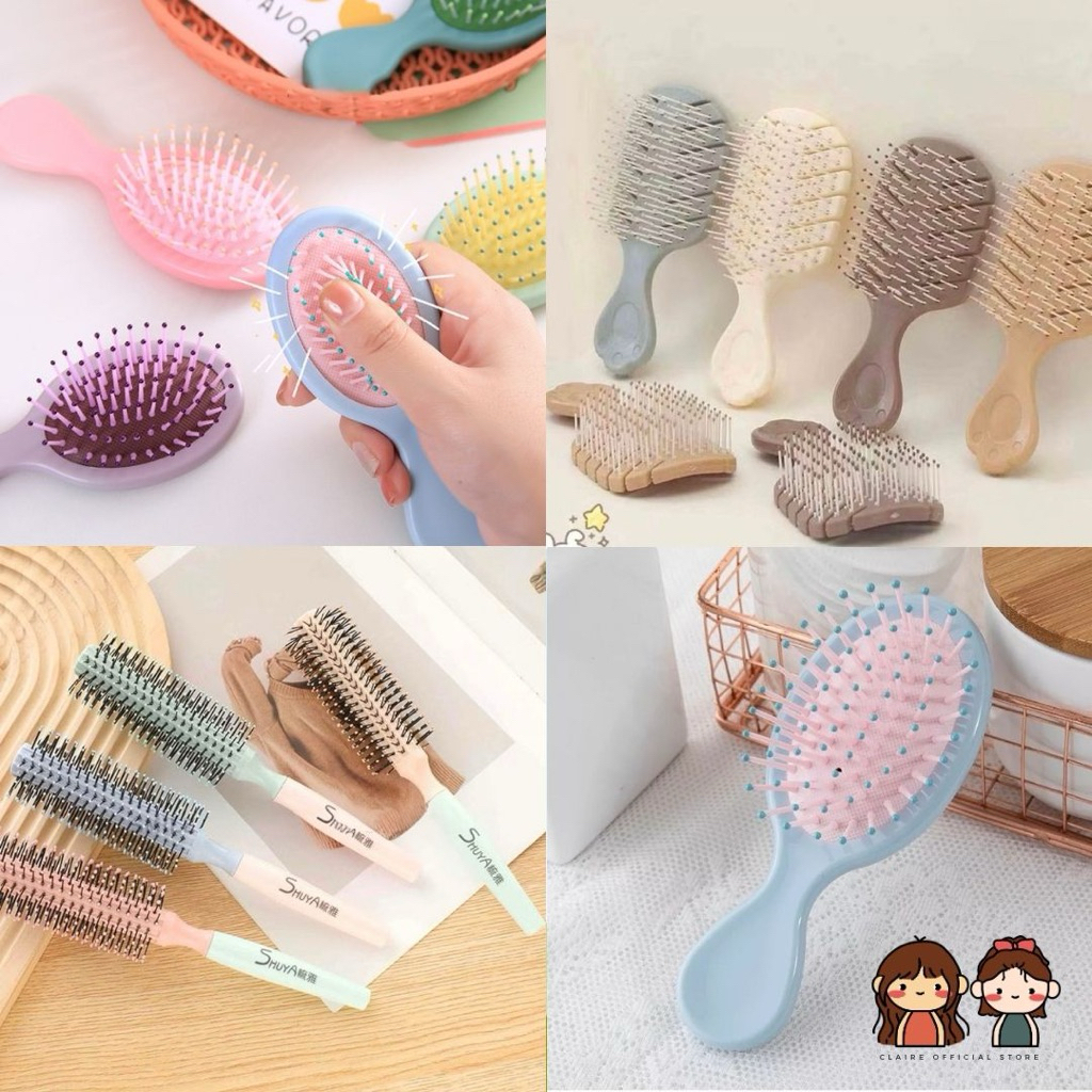 SISIR ANTI KUSUT GULUNG SISIR BLOW RAMBUT SISIR KOTAK POLOS