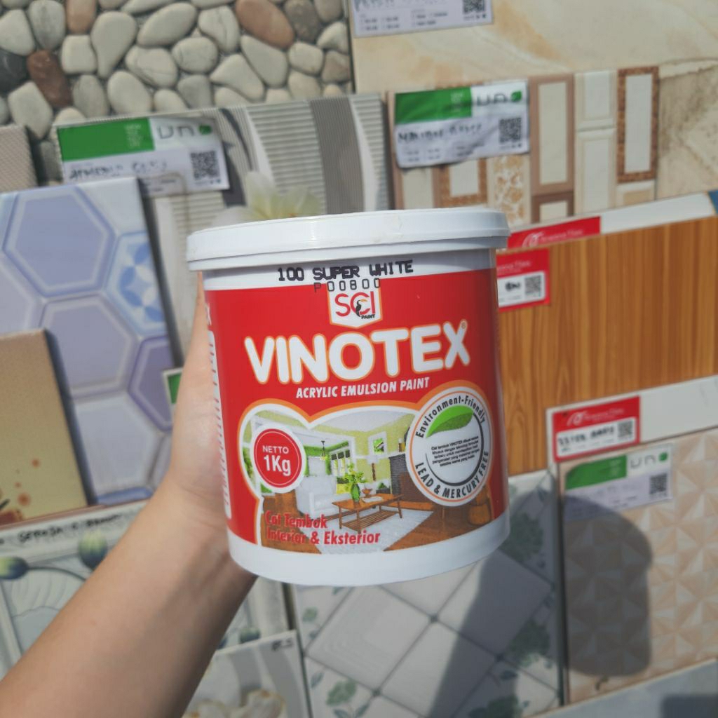 Vinotex Cat Tembok 1KG SUPER WHITE / Putih Kaleng Kecil