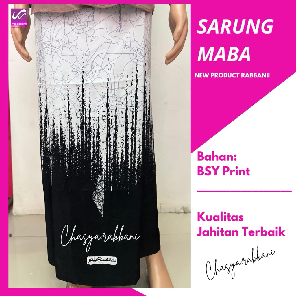 Rabbani - Sarung Maba | Sarung Hitam Putih Rabbani Original