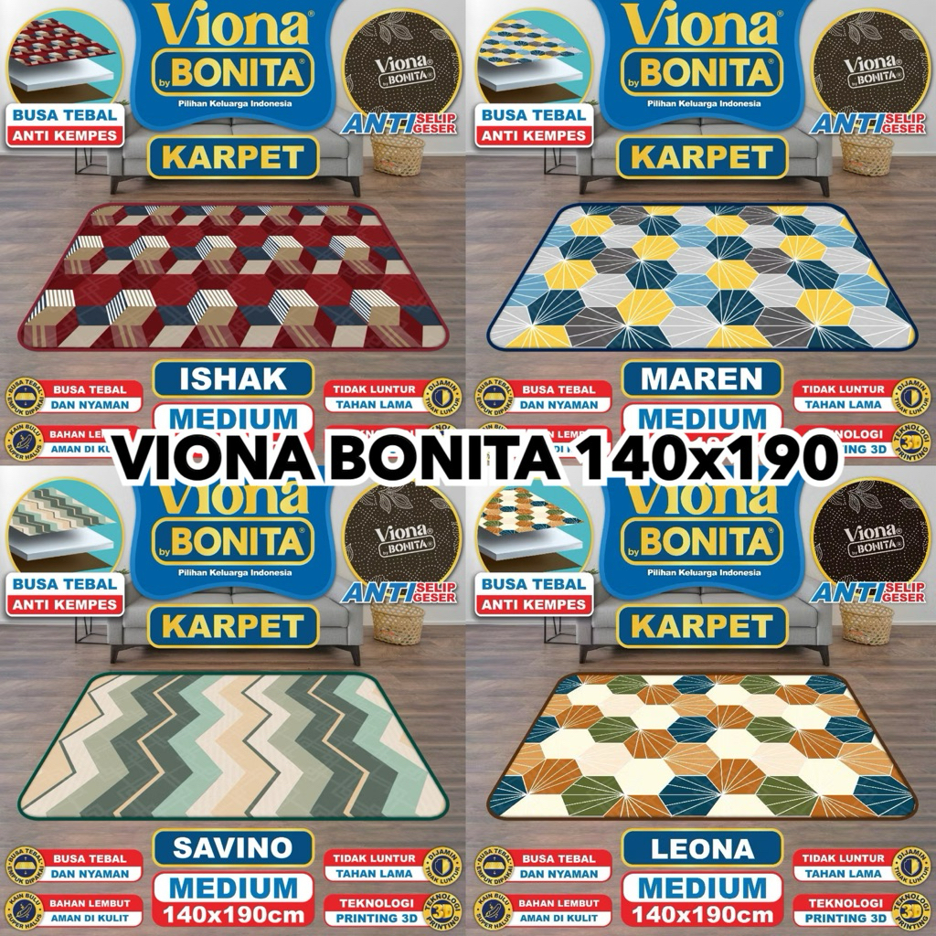 Karpet Viona Bonita 150x190 / Karpet Ruang Tamu / Karpet Lembut