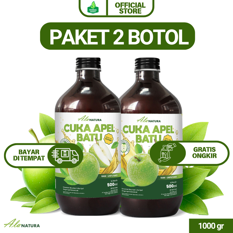 Alanatura Cuka Apel Hijau Batu Original 500ml- Ampuh atasi malasah jantung, kolesterol dan pencernaa