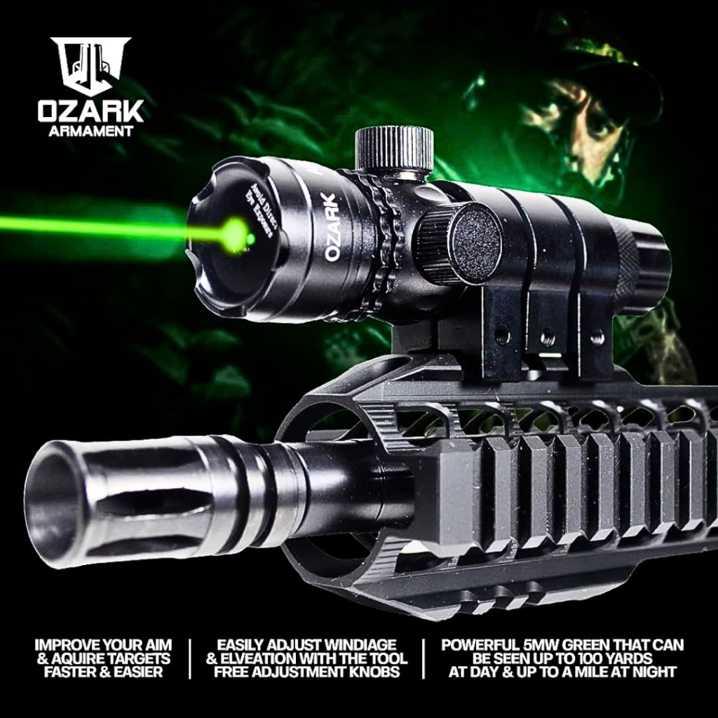 TaffLED Laser Tembak Senapan Jarak Jauh Siang Malam Warna Merah Paket Lengkap - JG-1