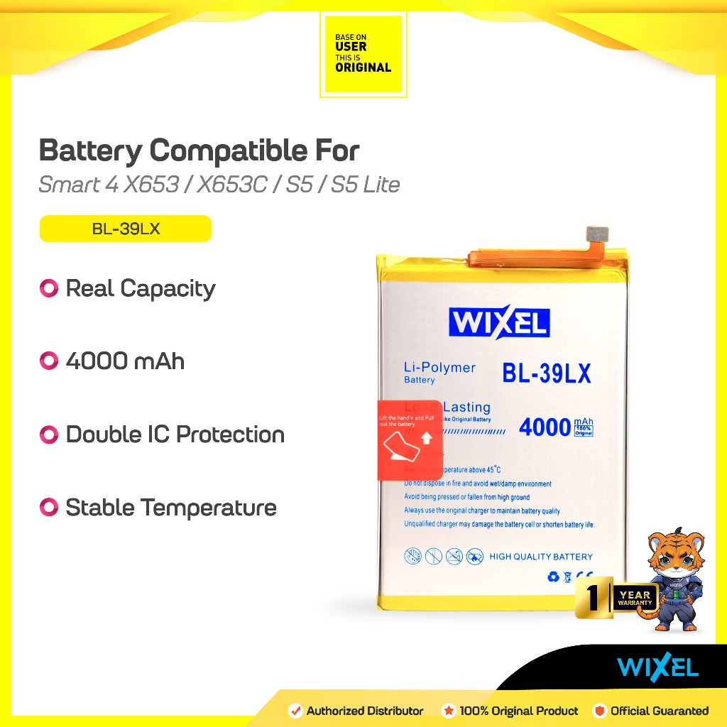 WIXEL Baterai Infinix Smart 4 X653 X653C S5 X652 X652A S5 Lite X652B BL-39LX BL39LX Batre Batrai Bat