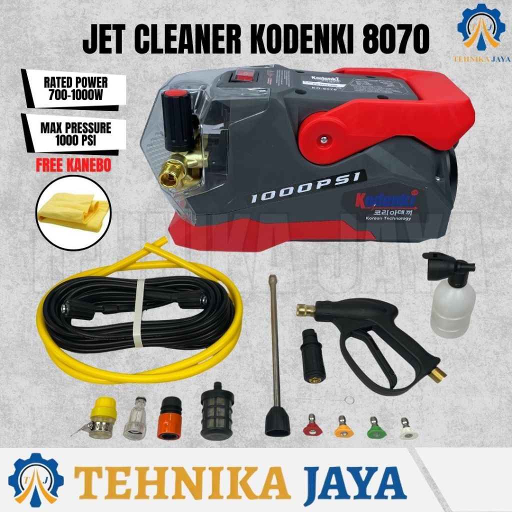 Kodenki 8070 Jet Cleaner High Pressure Washer 1000Psi 70 Bar 1000Watt Pencuci Mobil Motor Bertekanan