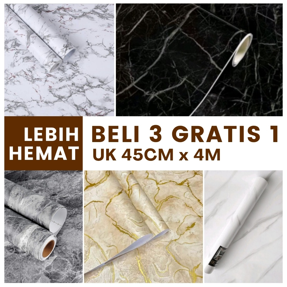 Wallpaper Stiker Dinding Marmer Walpaper Dinding Mamer Putih Wallstiker Marmer Gold PVC KOMBO HEMAT