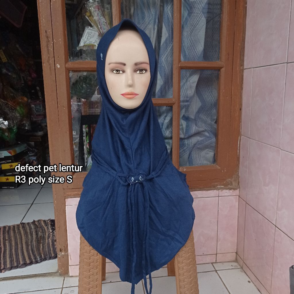PED LENTUR kerudung jilbab muslim rabbani R3 POLY NAVY size S Instan