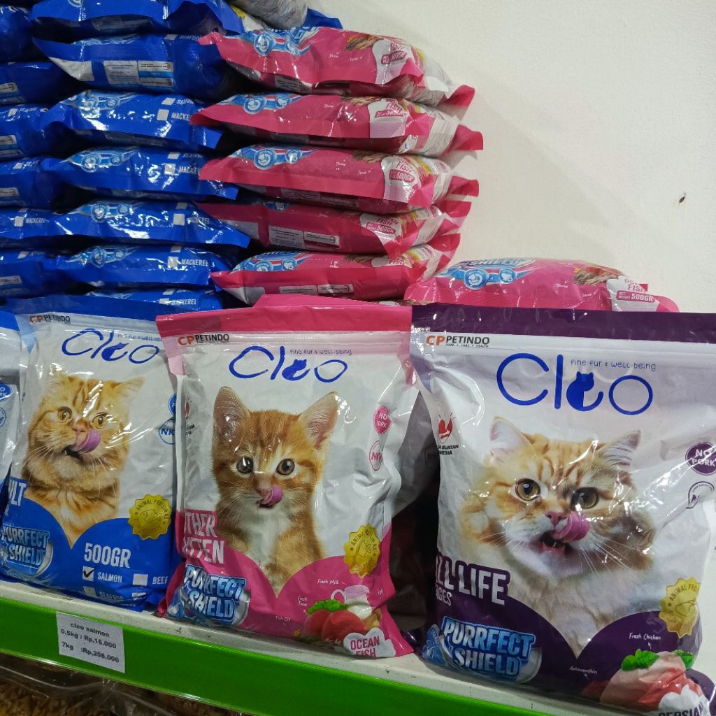 Makanan Kucing Cleo Repack 500gr & 1000gr All Varian - makanan kering Cleo dry cat food