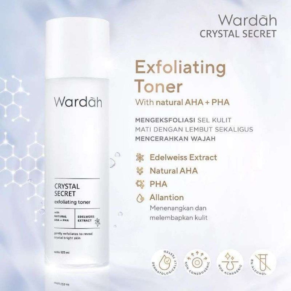 Wardah Crystal Secret Expoliating Toner 125 ml / Toner Wardah White Secret