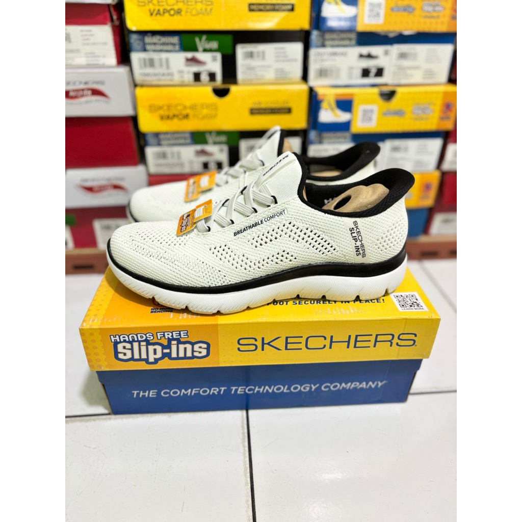 SIZE 41 SEPATU SKECHERS SUMMITS 232939WBK WHITE PUTIH MEN ORIGINAL