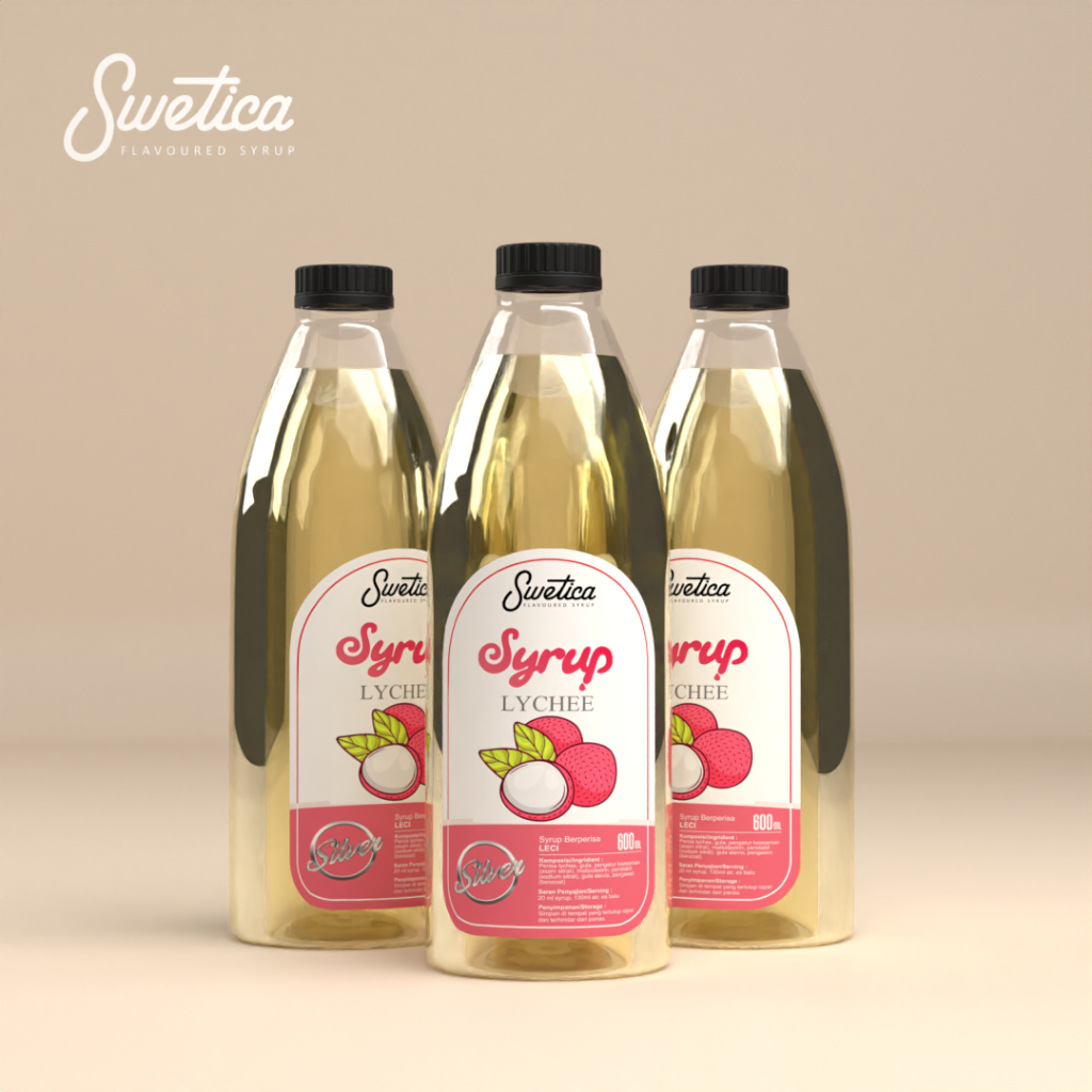 Sirup Leci Swetica Silver 600ml Lychee Syrup Bartender Coffee for Horeca Campuran Kopi Kekinian
