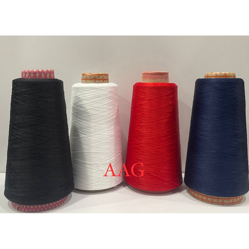 Benang obras/ Polyster warna putih hitam merah navy (200gram-/+)