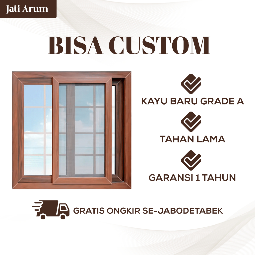 Kusen Jendela Kayu Meranti Oven Ukuran Standard BISA CUSTOM