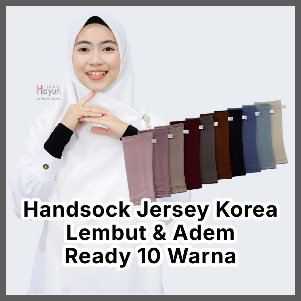 Handsock Manset Tangan Muslimah Syari Bahan Jersey Korea Premium, Adem dan Lembut Panjang 23 cm
